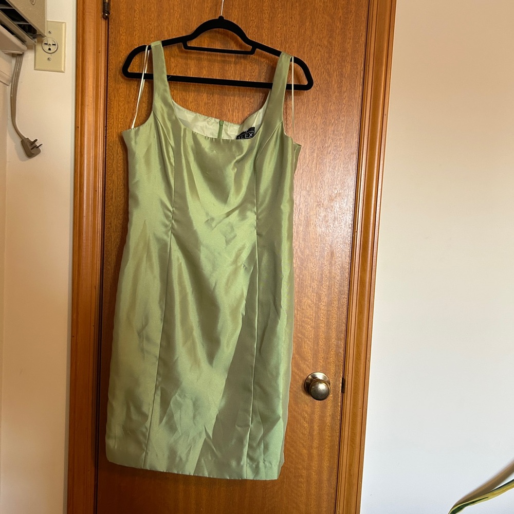 Alex Evenings Green Sleeveless Mini Dress - Vintage 90s Sheath Chartreuse